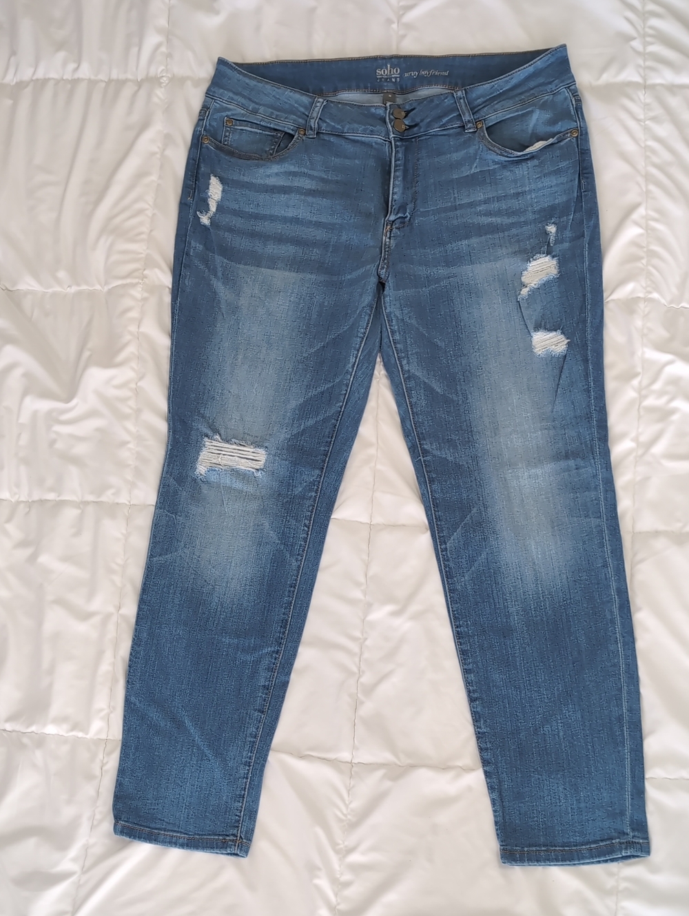 Soho Light Blue Distressed Boyfriend Jeans
